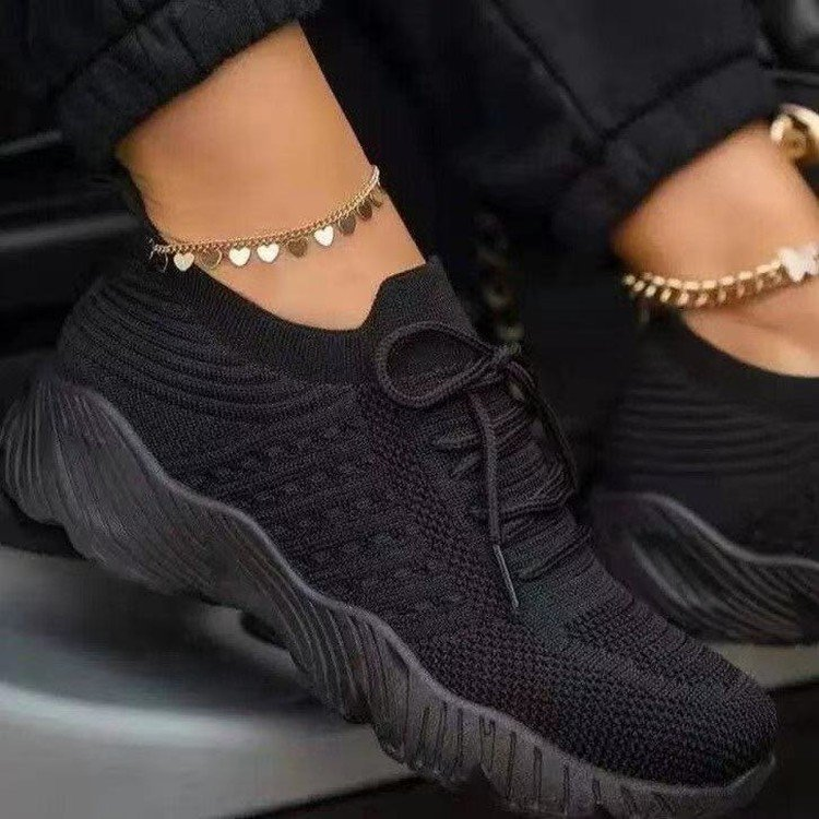 Grote maat vrijetijdsschoenen Effen platte veterschoenen met dikke zolen en veters_voghion.com
