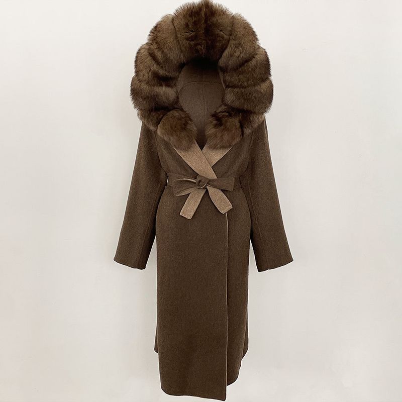 Vêtements pour femmes automne et hiver manteau en laine noir de style Hepburn français pour femmes automne et hiver manteau en laine haut de gamme taille haute et long_voghion.com