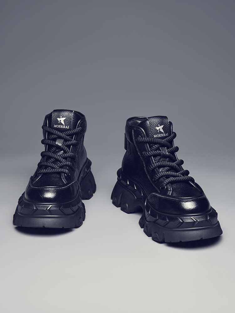 Buffny Men's Vintage Outdoor Hiking Work Boots - Chunky Sole Ankle Boots For Autumn Winter, Fashionable & Versatile Martin Boots With Height Increase_voghion.com