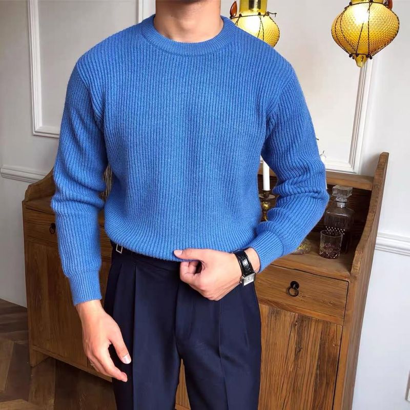 Grofgebreide herentrui – Koreaans-Japanse stijl, oversized kabeltrui met hoge hals voor winter- en herfstmode_voghion.com