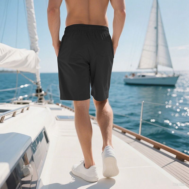 Pantalones cortos de playa para hombre, de verano, con cordón cruzado, talla grande_voghion.com