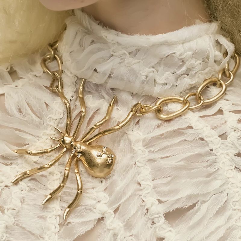 ZA Niche Overdreven Unieke Persoonlijkheid Diamanten Grote Spinnen Hanger Ketting Minimalistisch Modieus Temperament_voghion.com