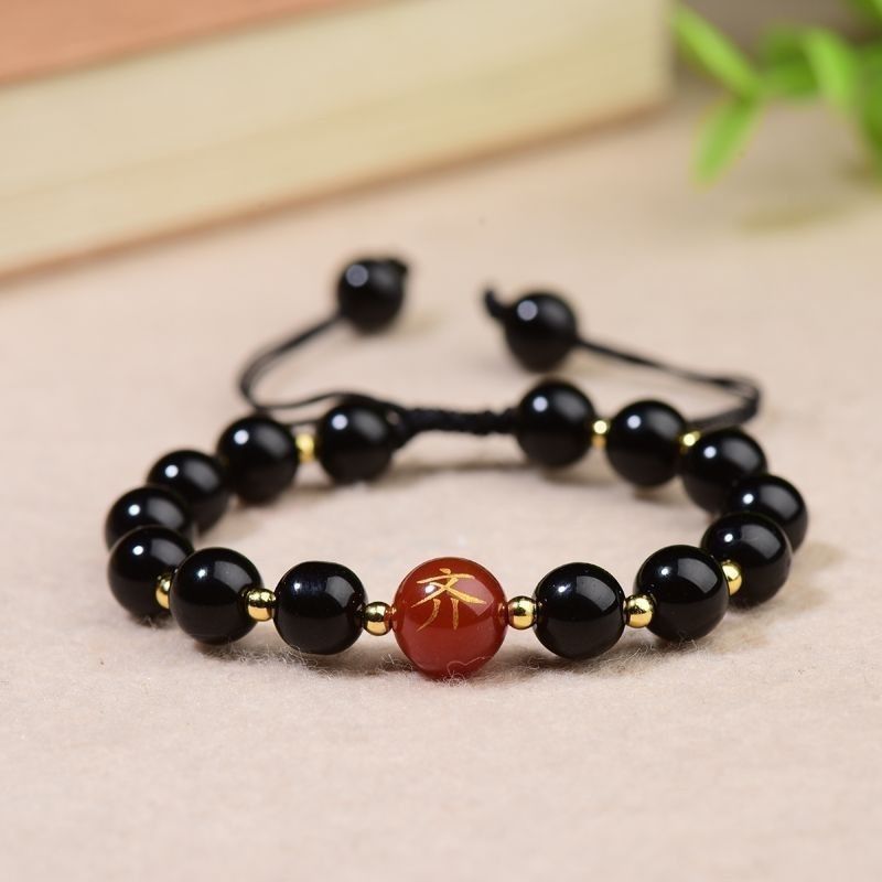 Braccialetto in agata rossa con perline intrecciate in cristallo di fragola, personalizzabile, per donna, semplice, squisito, regalo per studenti, gioielli da uomo_voghion.com