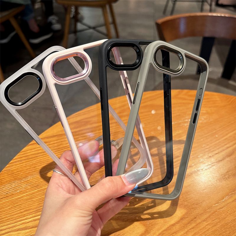 For 16E Transparent PC Phone Case Metal Lens Protection For Iphone 16E 2025 Se4 5G Soft Silicone Frame Shockproof Cover_voghion.com