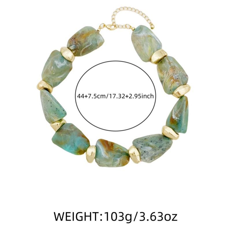 Collier court en perles acryliques et pierres naturelles européennes et américaines, style rétro, à porter à Qingdao_voghion.com