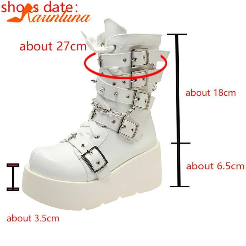 Punk Gothic Style Platform Mary Jean Shoes New Fashion Brand 2023 Spring Summer Round Toe Buckle-Sandals Boot Party Role-Play_voghion.com