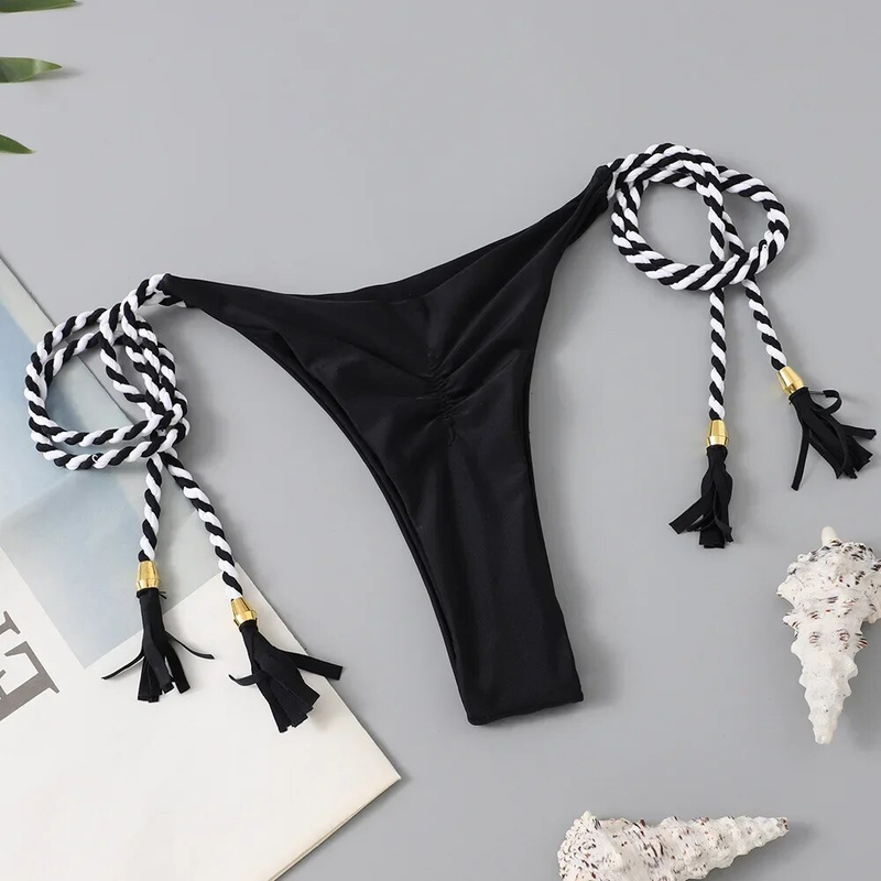 Swimwear Patchwork Thong Bikini Set Swimsuits Sexy Bikinis Triangle Bandage Female Clothing Beachwear Beach Vacation_voghion.com