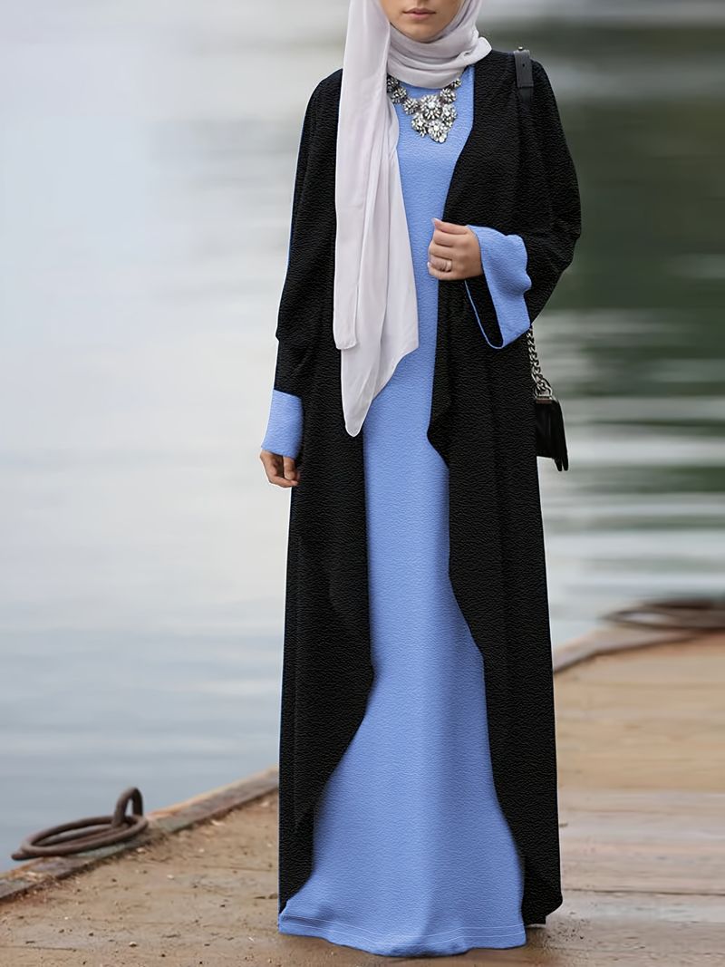 Damenbekleidung Damen Herbst Neue Feste Farbe Langes Kleid Robe Mantel Zweiteiliges Set_voghion.com
