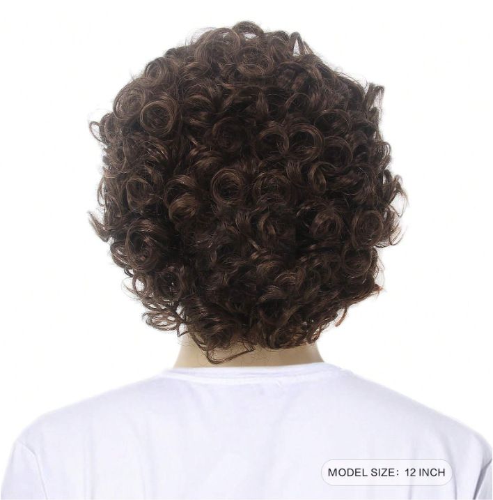 Parrucca sintetica da uomo con clip, nuova, marrone, soffice, set completo per la testa, commercio estero, parrucca di simulazione di seta ad alta temperatura_voghion.com