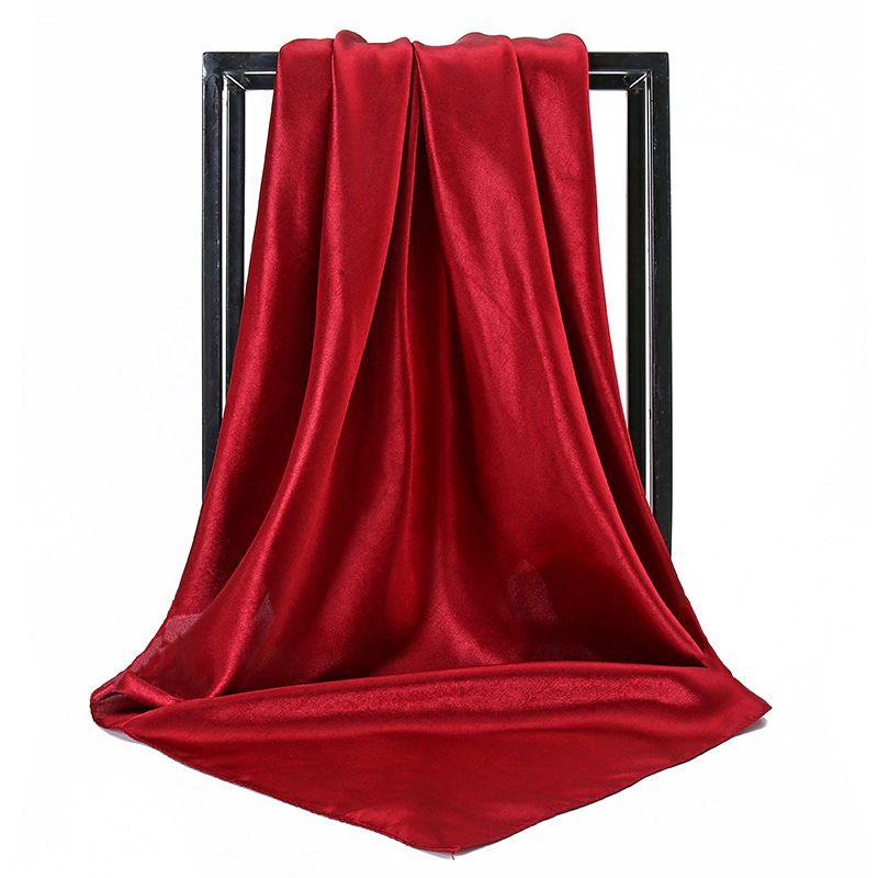 Neue Satin frauen Reine Farbe Kopftuch Seide Einfarbig 90 Satin Professionelle Stewardess Quadrat Schal Yw102_voghion.com