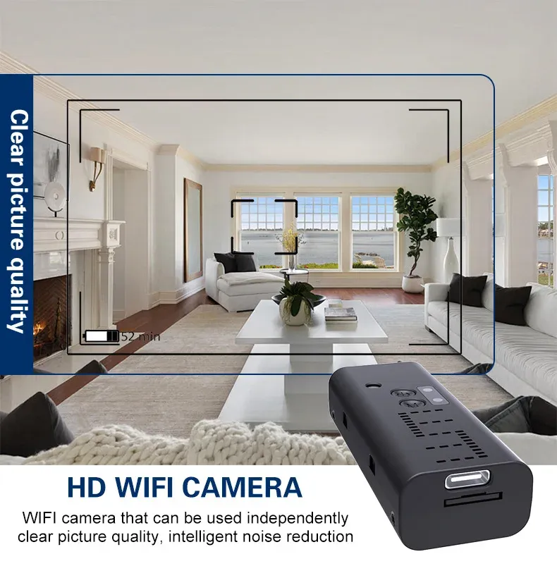 Mini-Kamera, WLAN, Smart-Home-Sicherheit, Nachtsicht, Mehrbenutzer-Fernüberwachung, kleine Camcorder, tragbarer eingebauter Akku_voghion.com