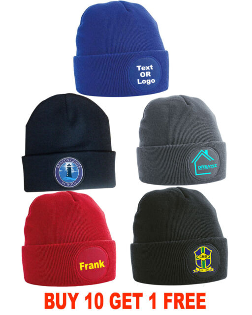 Custom Printed Personalized Woolly Beanie Hat Headwear Workwear Promotion_voghion.com