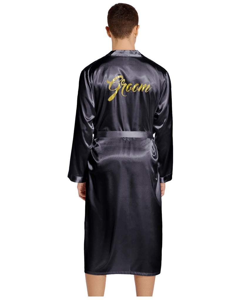 Unterwäsche & Nachtwäsche Gold Schriftzug Bräutigam Bräutigam Hochzeit Morgen Robe Frühling und Herbst Lange Herren Große Größe Strickjacke Hause Nachthemd_voghion.com