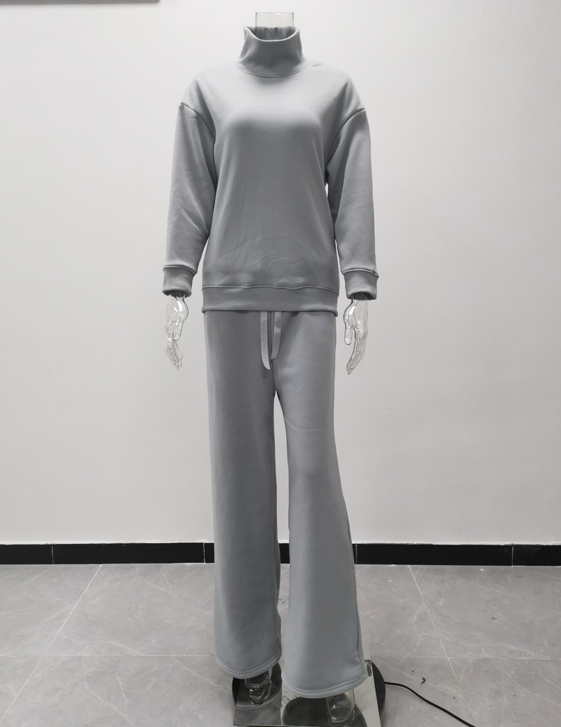 Kadın Giyim Sonbahar ve Kış Yeni Örme Bağcıklı Moda Günlük Takım İki Parçalı Set Kadınlar için_voghion.com