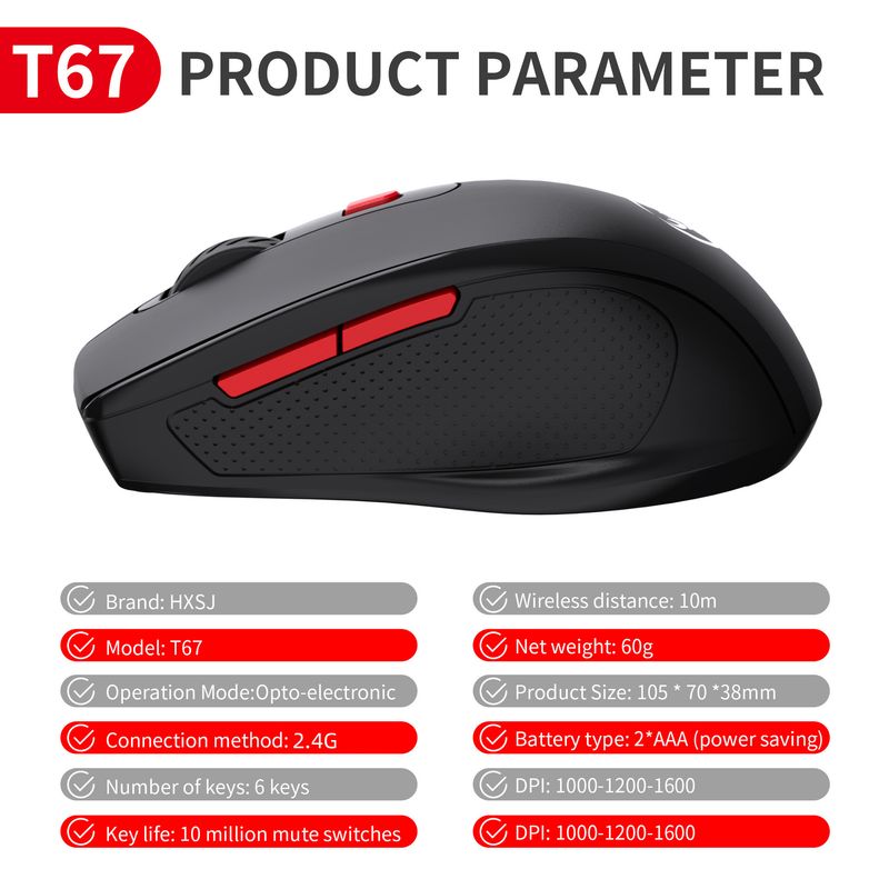 Nova 2.4G brezžična zvočna pisarniška miška s 6 gumbi, ergonomski oprijem_voghion.com