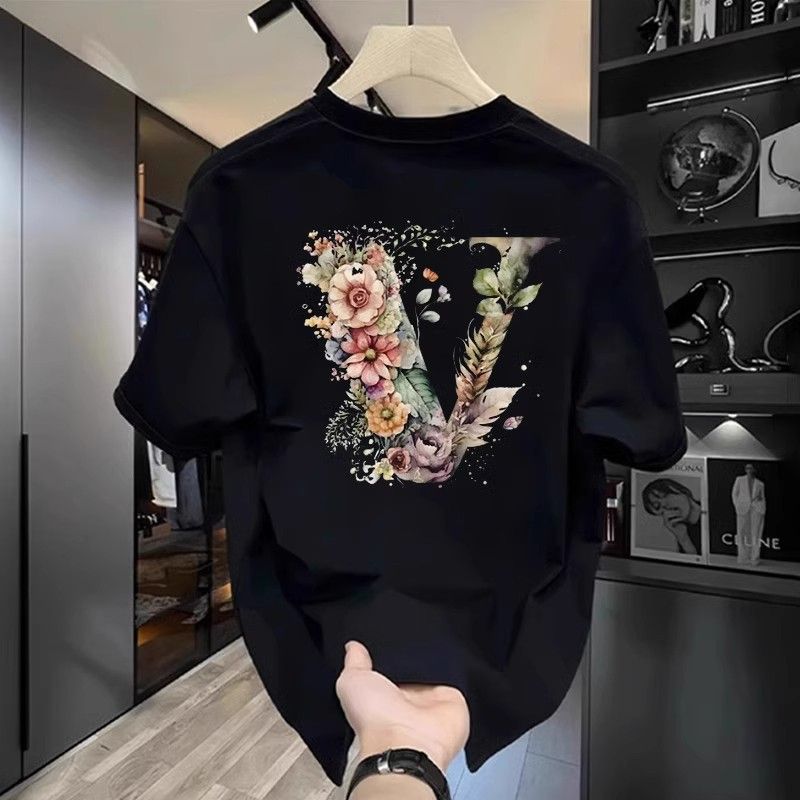 Camiseta de manga corta para hombre, de algodón puro, de verano, nueva, estampada, moderna, para hombre y mujer, combina con todo, con cuello redondo._voghion.com
