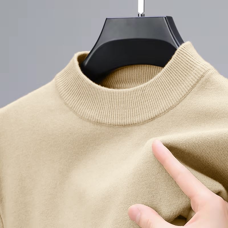Halve Rollkragen Strickwaren Pullover Neue Herbst/Winter Mock Neck Sweatshirts Einfarbig Pullover Mann Marke Casual Heren Kleidung_voghion.com