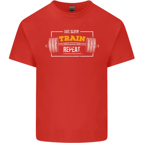 Eat Sleep Train Repeat Fiess Workout Top miesten puuvillainen t-paita_voghion.com