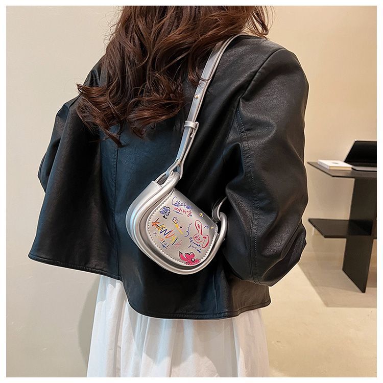 FOUR ONE Super süße Western Cartoon Graffiti kleine weibliche koreanische Version Student Crossbody Mini PU Tasche_voghion.com