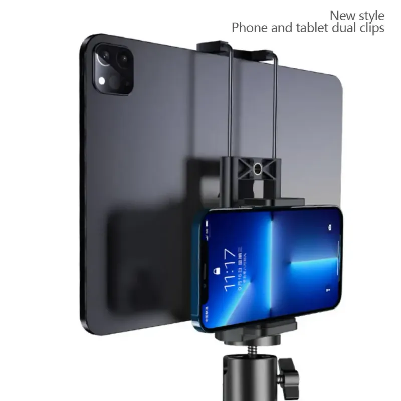 2 In 1 55cm Adjustable Tablet Tripod Floor Stand Holder Live Mount 4-13 Inches For IPad IPhone Bracket Support_voghion.com