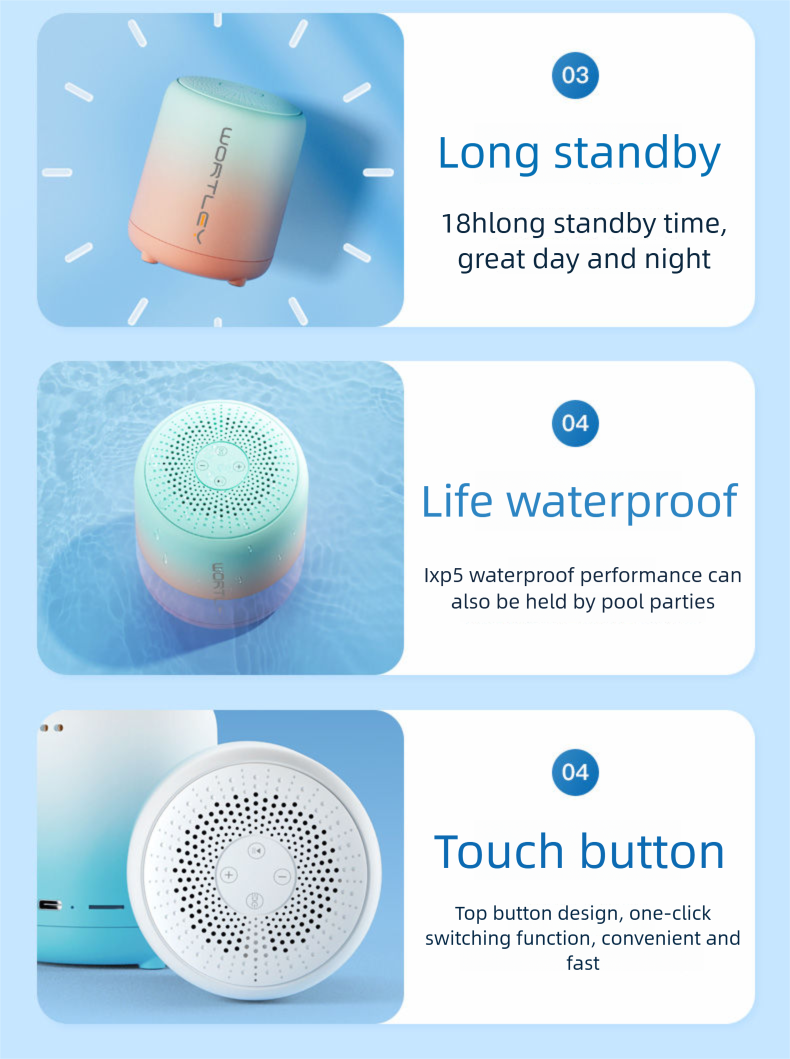 High-Quality Bluetooth Speaker Mini Version Third Generation Deep Bass Portable Blue Touch Control Huaqiangbei Smart_voghion.com