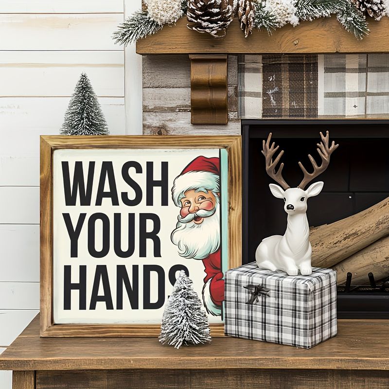 "8x8" Vintage Holzschëld mat dem Numm "Wash Your Hands" - Rustikal Wandkonscht fir Kichen, Buedzëmmer & Büro | Eenzegaartegt Kaddo fir d'Feierdeeg_voghion.com