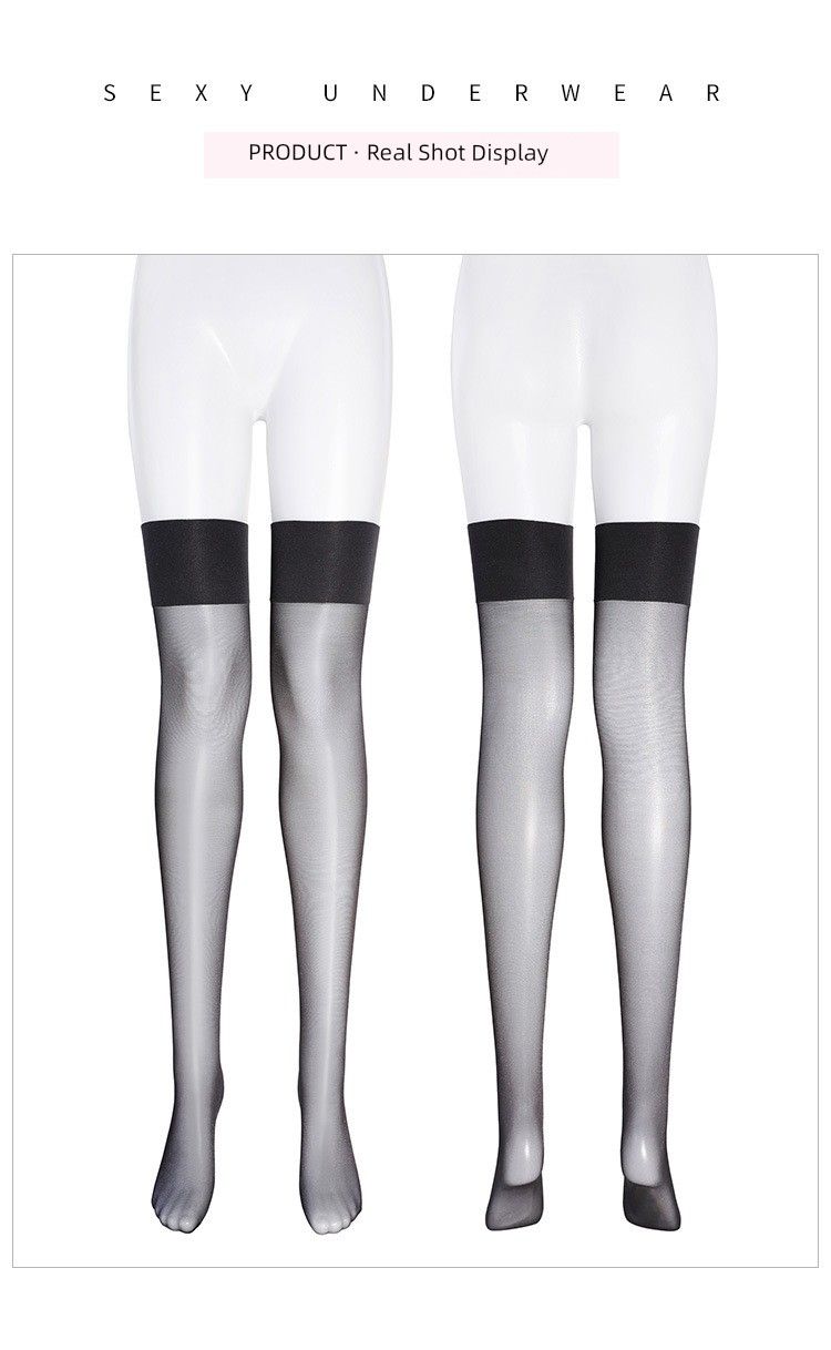 Fee Et Moi Overknee-Retro-Strümpfe mit breiter Krempe und Dopamin-Flash-Effekt, Dessous, sexy schwarze Seidenkleidung_voghion.com