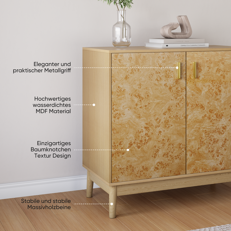 Buffetschrank Landhausstil Mit Massivholzbeinen, Verstellbaren Regalen_voghion.com
