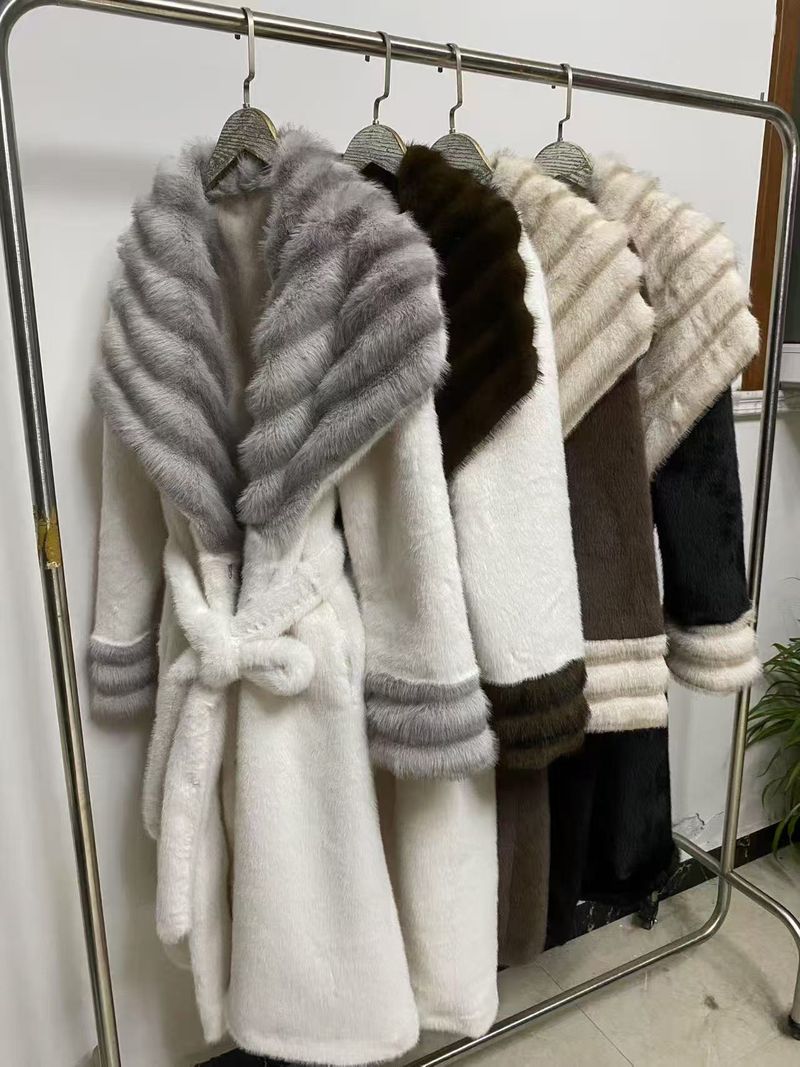 Elegante abrigo de piel sintética de conejo: chaqueta larga de invierno para mujer (talla única, hasta 61 kg, 4 colores)_voghion.com