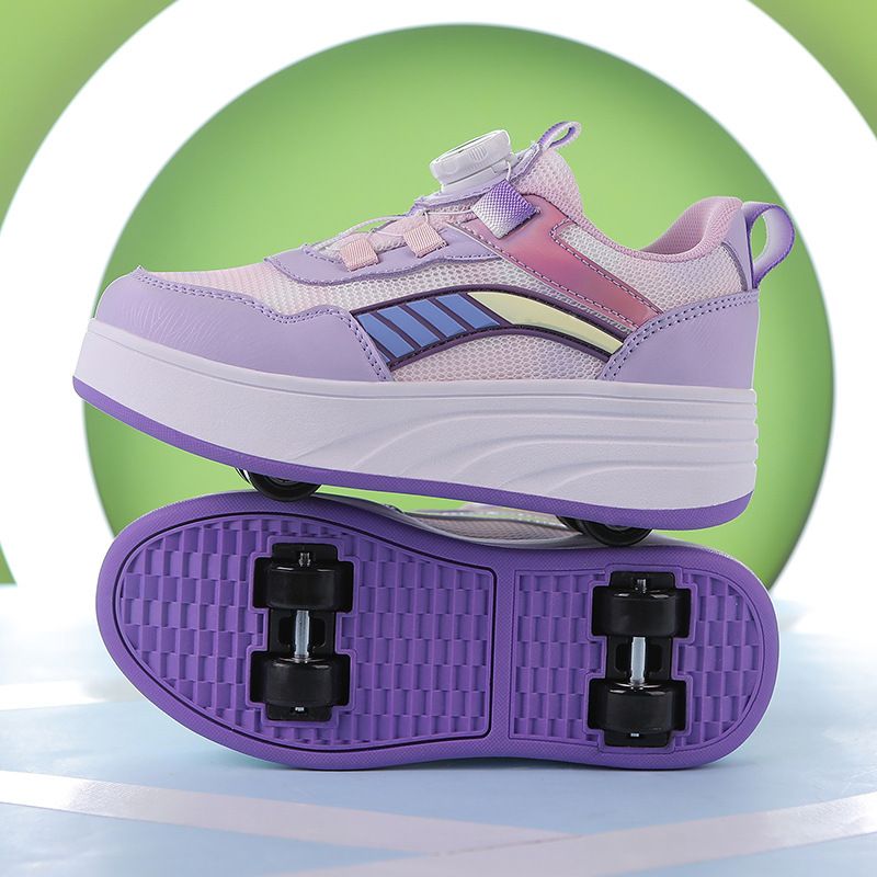 Vierwielige lichte kinderzomer ademende schaatsen onzichtbare dubbele rij roller jongens meisjes sportschoenen_voghion.com