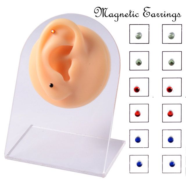 12 vnt./kortelė be pradurtų magnetų, auskarai, tragus, kremzlės, lūpos, labreto, nosies žiedai, papuošalai, magnetiniai auskarai_voghion.com