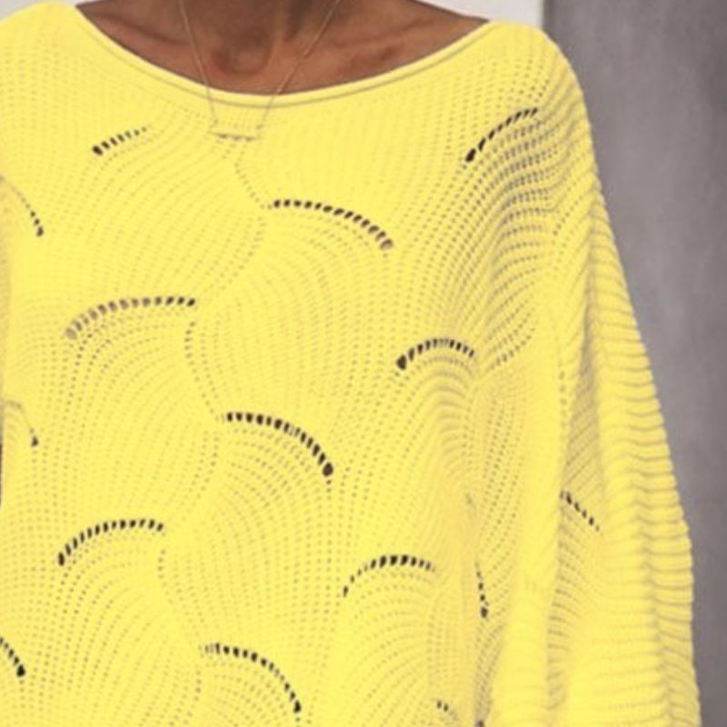 Damenpullover in Übergröße; locker gestrickte Strickjacke mit Lochmuster für Damen_voghion.com