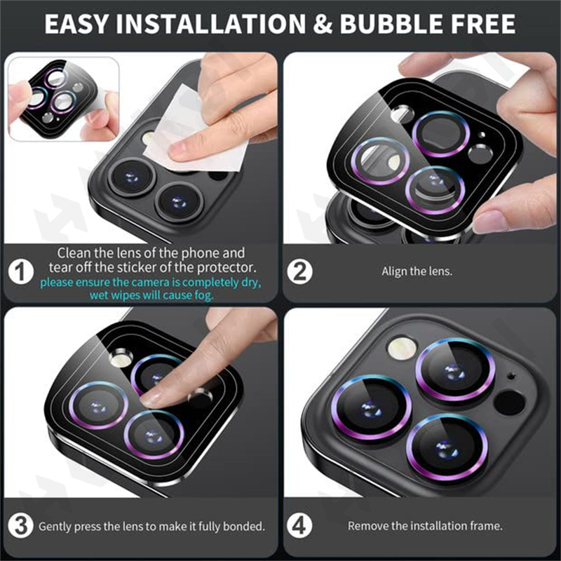 2 Pcs For iPhone 15 14 13 12 11 Pro Max Plus Camera Lens Protector Tempered Glass Camera Cover Screen Protector Military_voghion.com
