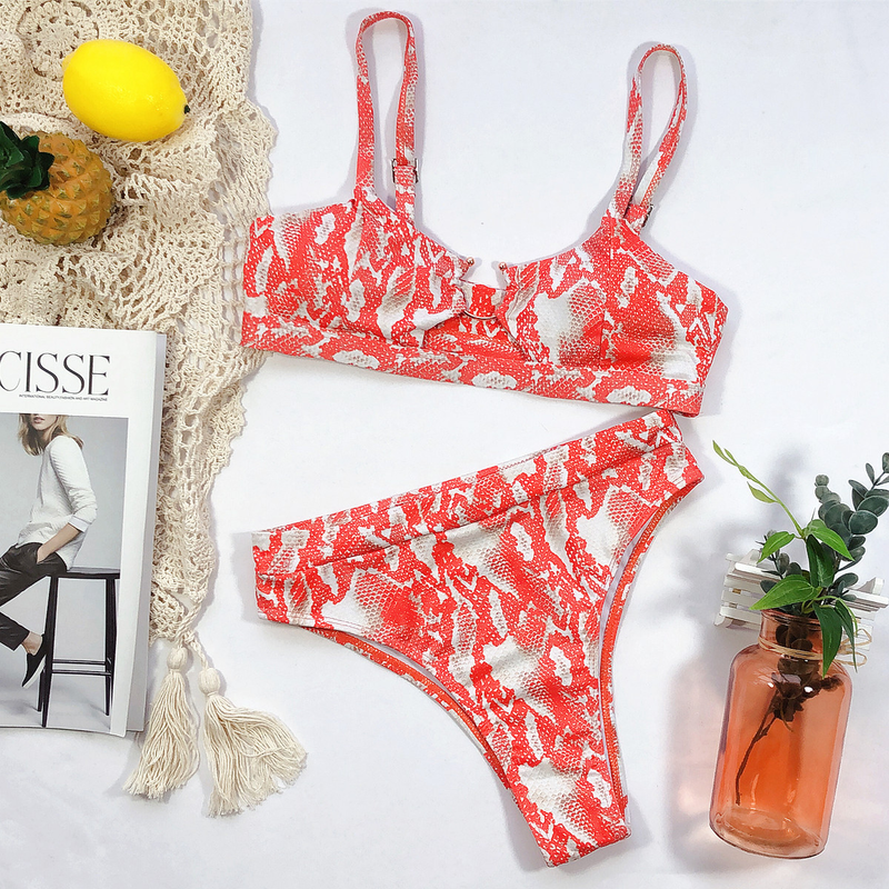 Maillot de bain femme maillot de bain fendu vert imprimé léopard bikini nouveau maillot de bain couleur unie_voghion.com