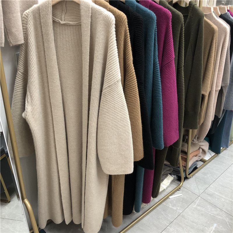 Mädchen Herbst Winter Lässiger Cool Temperament Einfarbiger Pullover Mantel Damenmode Locker gestrickte Strickjacke Vielseitig_voghion.com