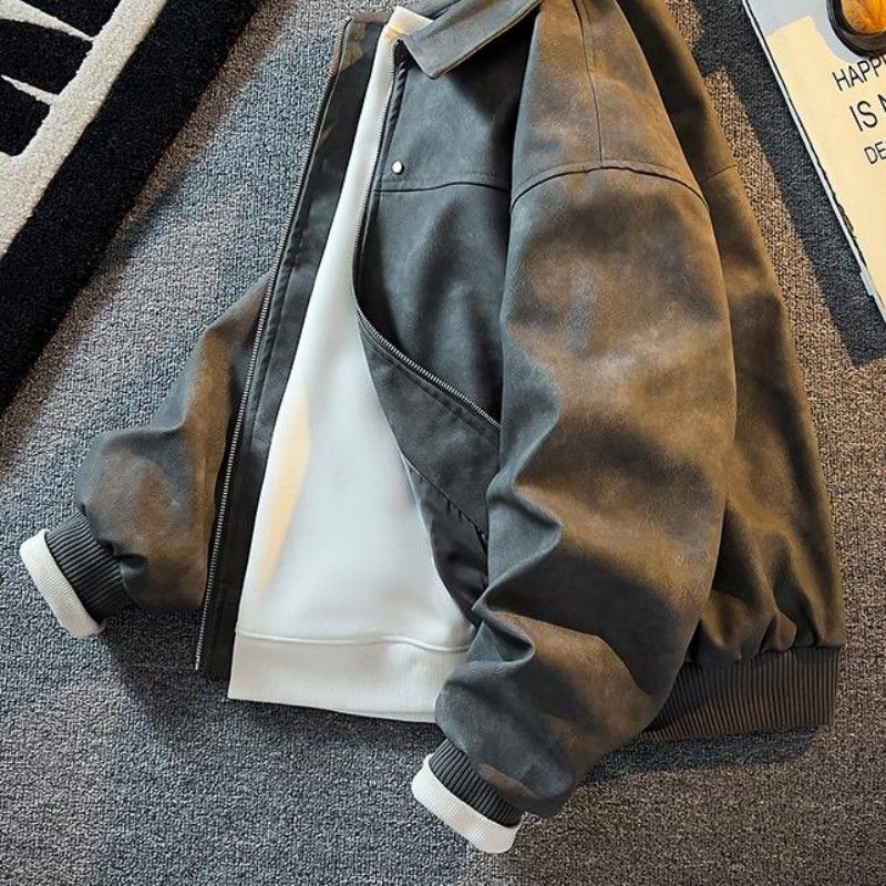 Herrenbekleidung 2024 Herren-Motorrad-PU-Lederjacke Herren-Trendy-Marken-Lederjacke Frühling und Herbst im koreanischen Stil Casual Leder_voghion.com