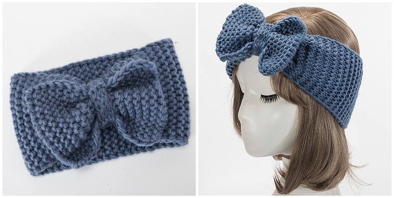 Fasce per capelli da donna in lana ispessita e calda lavorata a maglia con grande fiocco fatto a mano autunno inverno di nuova vendita calda_voghion.com