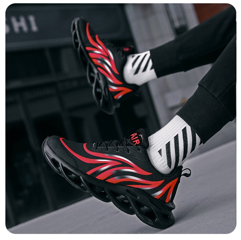 Moda Koşu Ayakkabıları Erkekler Alev Baskılı Sneakers Örgü Atletik Spor Bıçak Yastıklama Koşu Eğitmenler Hafif_voghion.com