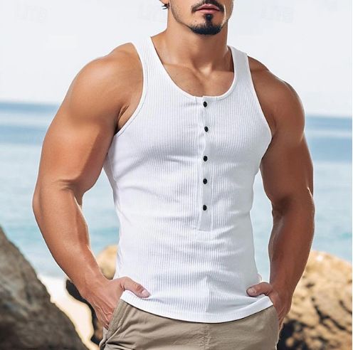 Men's Clothing Vest Summer Trendy Handsome High End Sleeveless Knitted T Shirt_voghion.com
