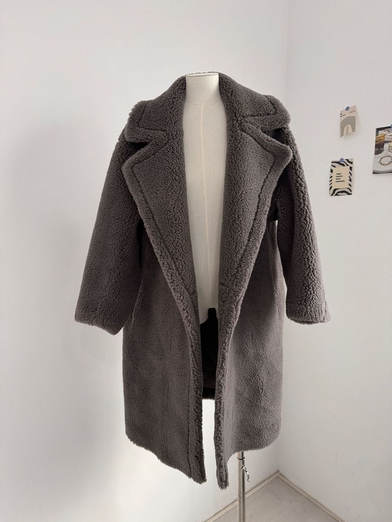 Damenbekleidung Mantel Teddyfell Profil Alpakawolle Winter Lang Klassisch Profilmantel_voghion.com