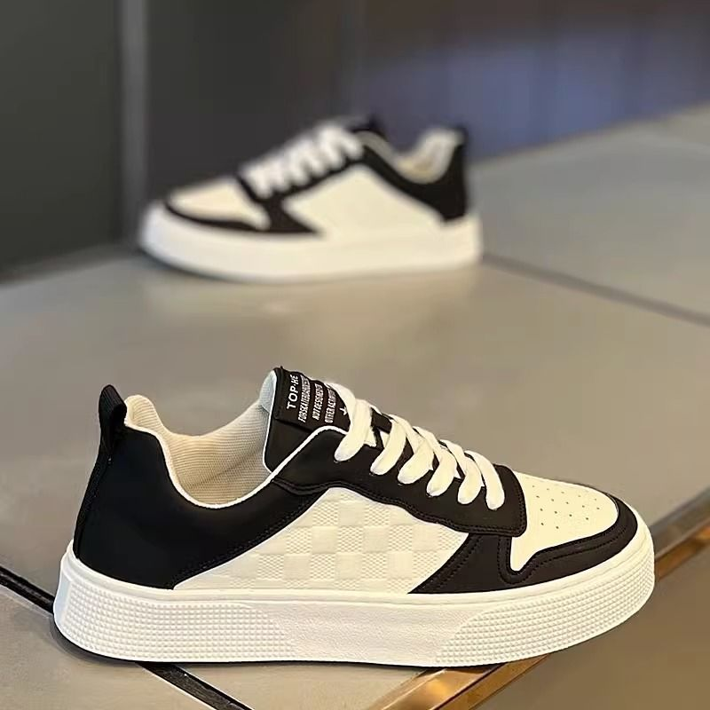Ongeëvenaarde kwaliteit pandakleurige zomer ademende live streaming board casual leren kleine witte trendy schoenen, herenstijlen_voghion.com