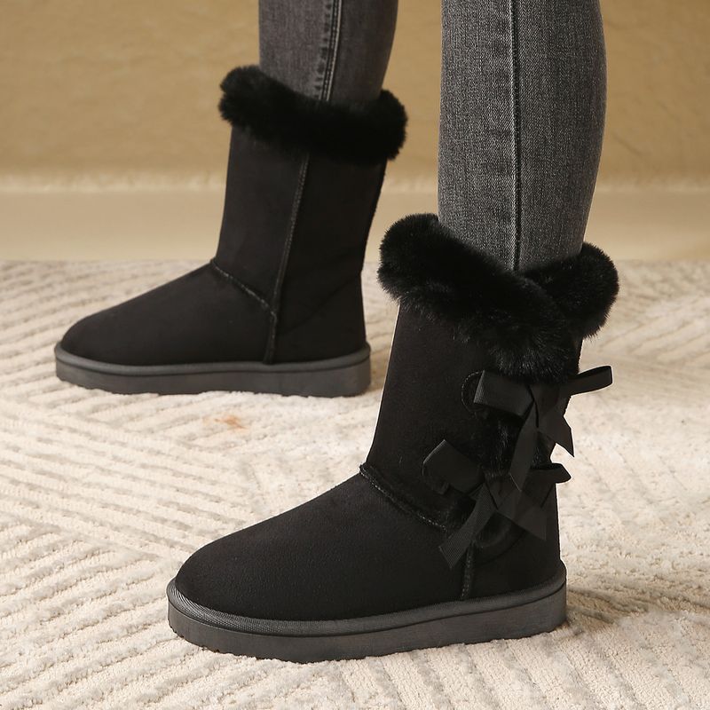 Women's Snow Boots Mid-Calf Warm Fur Lined Boots Ladies Slip on Fashion Bootie_voghion.com
