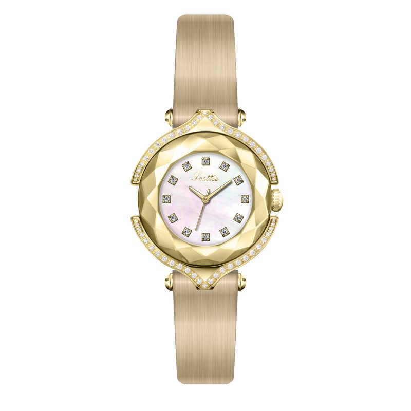 Gaudí Korean Fashion Elegant Diamonds, personalisierte Damenuhr mit rautenförmigem Spiegel und Lederarmband_voghion.com