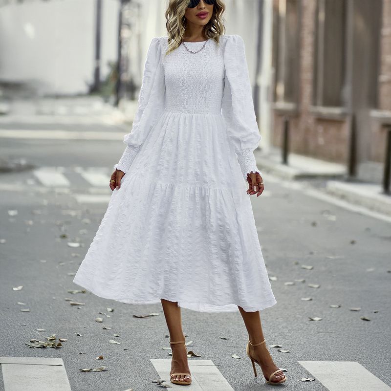 Diyun 2024 Autunno Inverno Elegante Abito Midi a Manica Lunga con Vita Alta per Donna_voghion.com