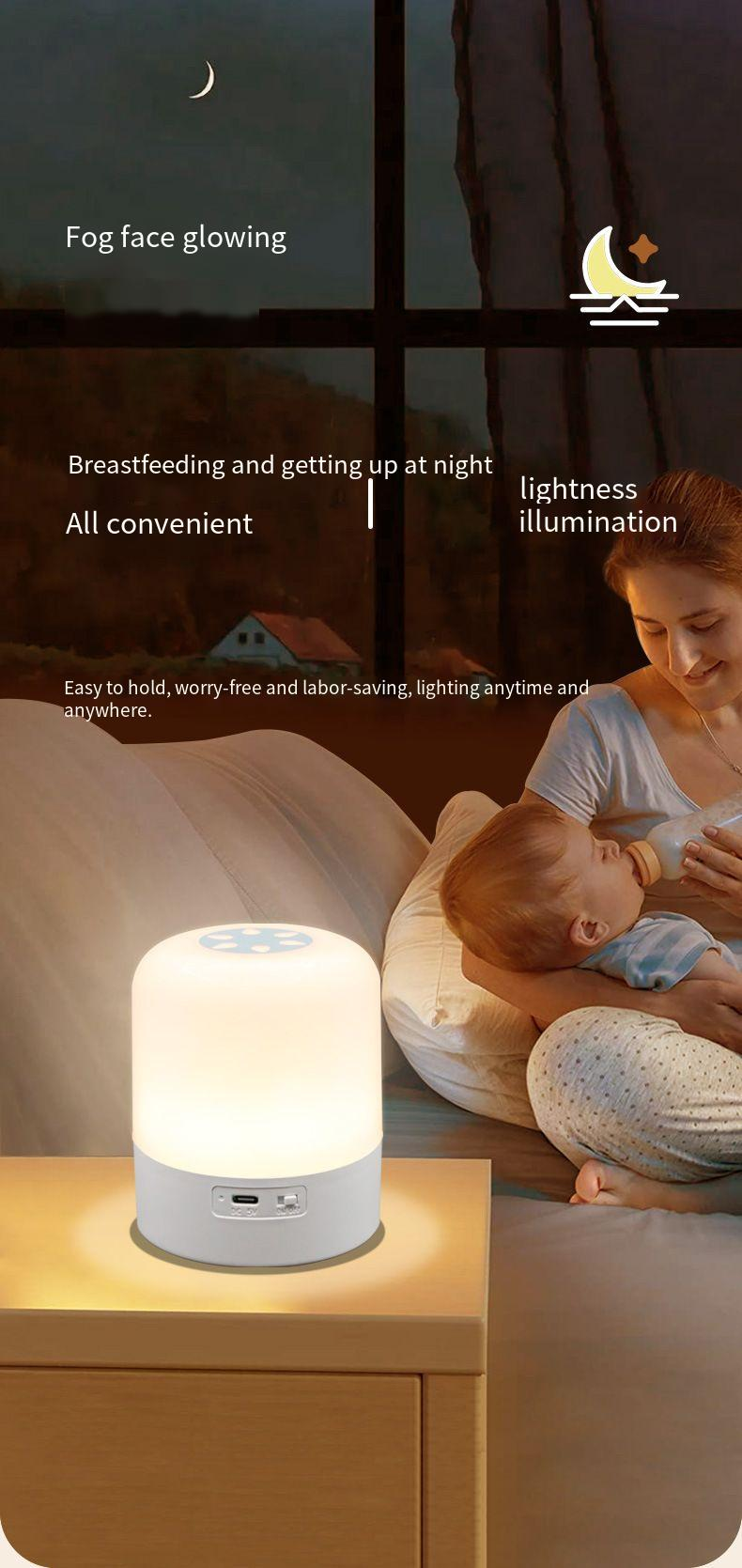 Luce notturna ricaricabile con telecomando touch touch, ausilio per l'alimentazione del bambino, atmosfera per la camera da letto, lampada da comodino_voghion.com