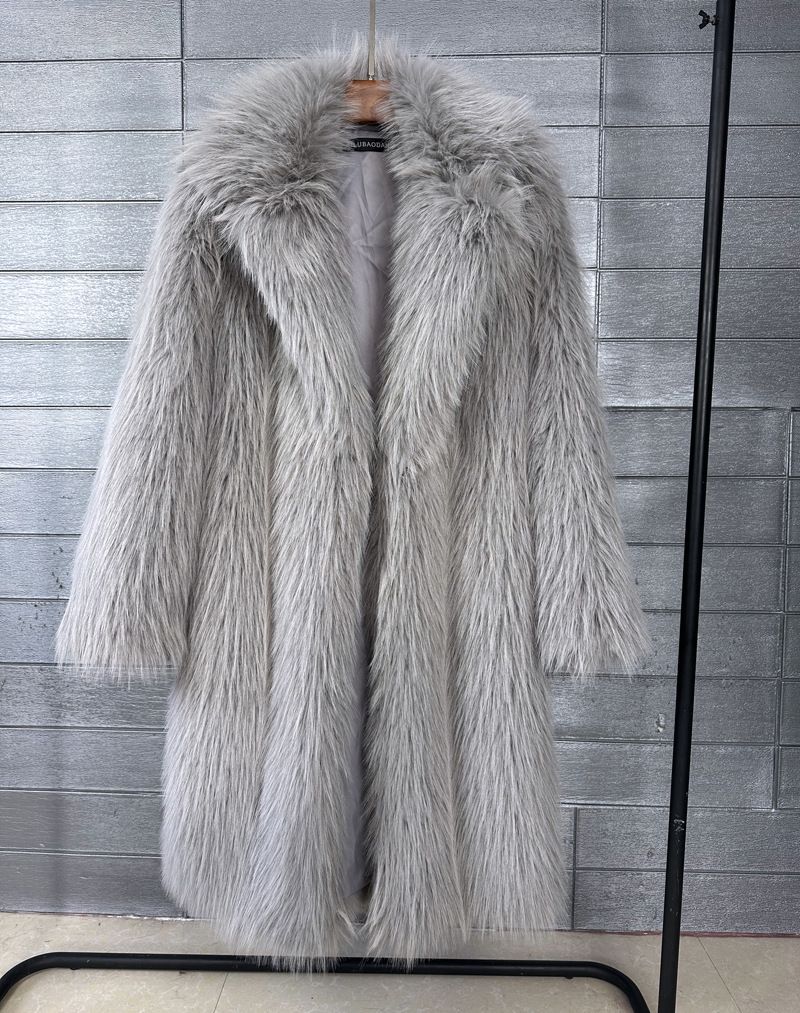 Kunstpelzmantel für Damen, lang, Trenchcoat – Winter-Teddybärjacke mit Reverskragen (Oversized-Passform, Beige/Schwarz/Taupe/Pink/Grau)_voghion.com
