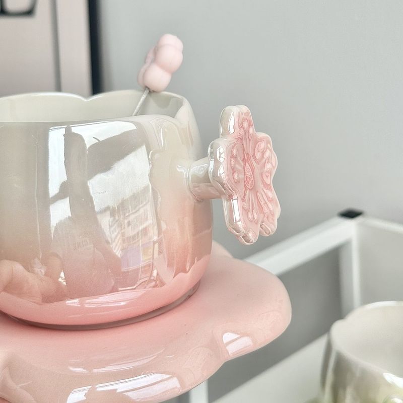 Nordic Style Gradient Coffee Cup And Saucer Exquisite Office Afternoon Tea Mug Women's Practical Gift For Bridesmaids_voghion.com