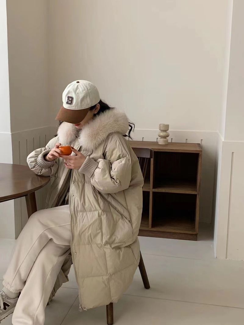 Damenmode lange Kapuzenjacke Warme Jacke_voghion.com