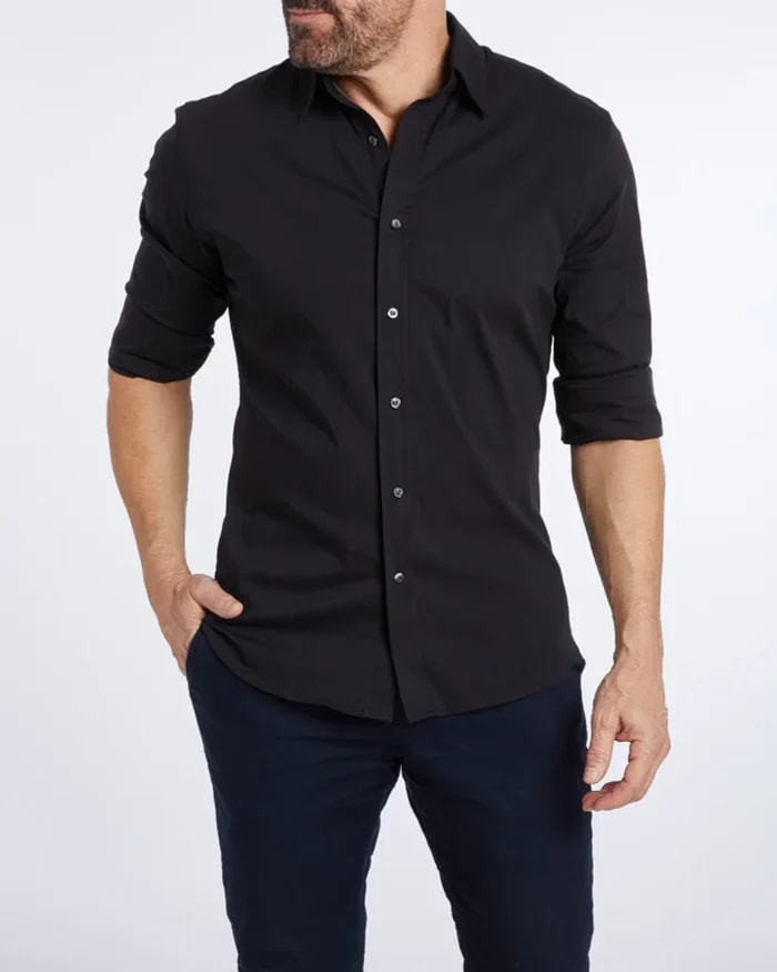 Camicia da uomo CT Plus Size in cotone Oxford con bottoni nascosti e cerniera_voghion.com