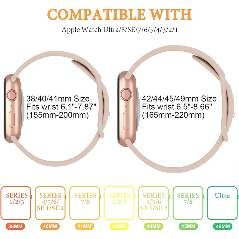 Silicone Band For IWatch 45mm 41mm 44mm 40mm Screen Protector Case And Sport Strap IWatch Series 9 8 7 6 5 4 SE Bracelet_voghion.com